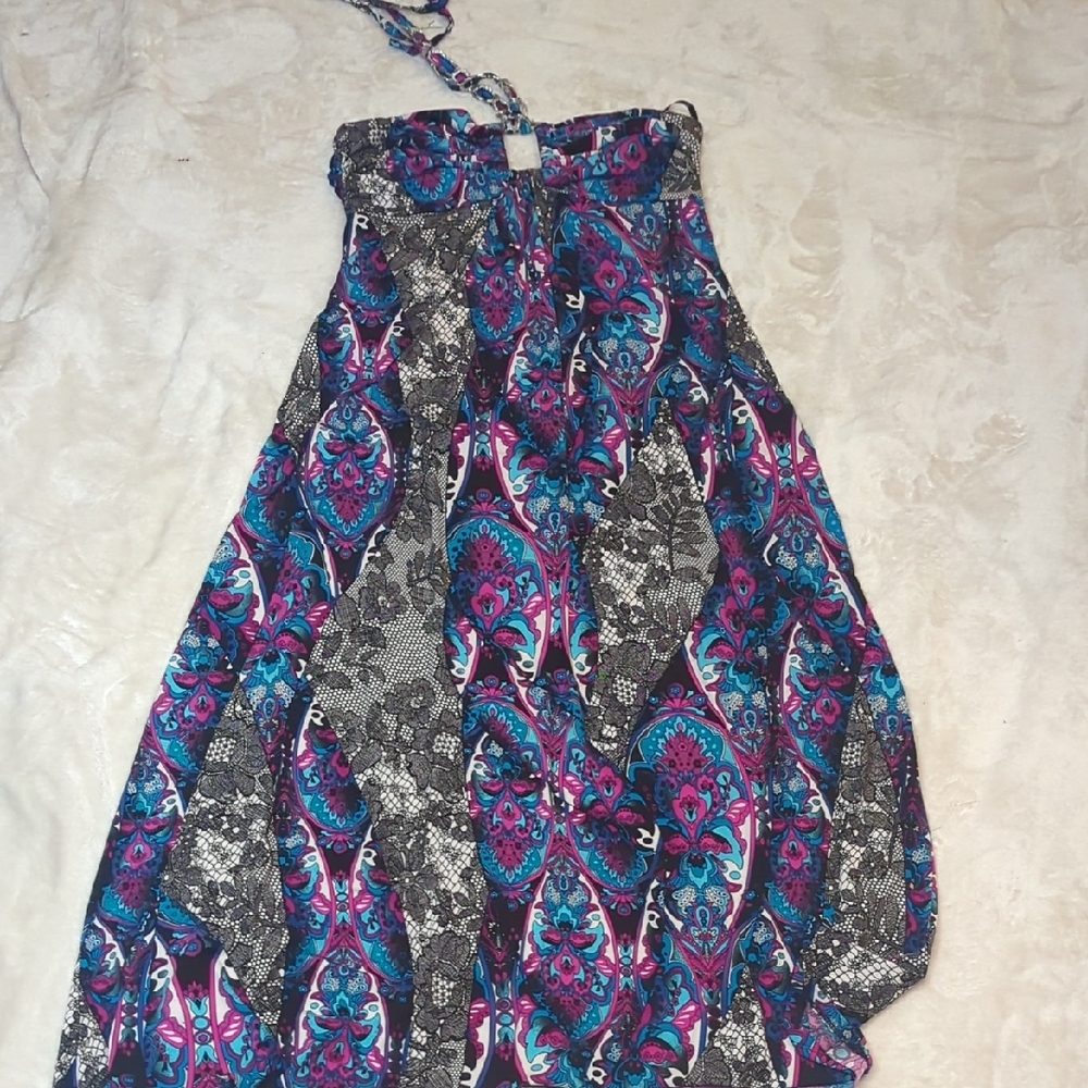 Sele Strapless Dress with Vibrant Pattern